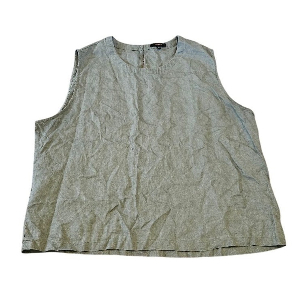 Quince 100% European Linen Tank Top Light Cargo Green XL Sleeveless